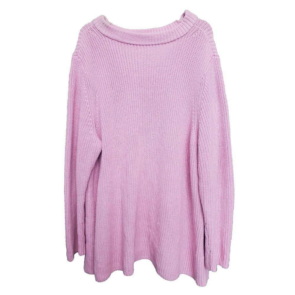 Talbots Plus Cotton Pink Chunky-Knit Long Sleeve Pullover Sweater Tunic Size 3X